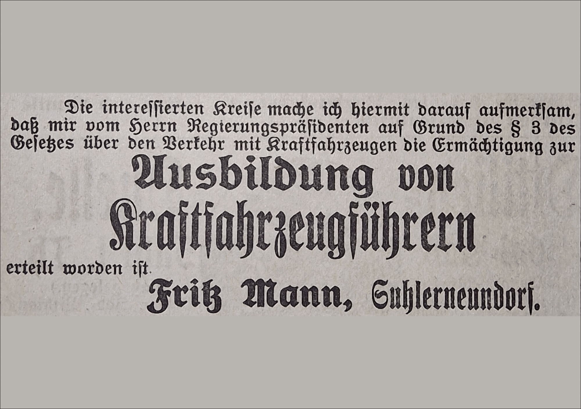 Erste amtliche Erwähnung 1910 in der Henneberger Zeitung
